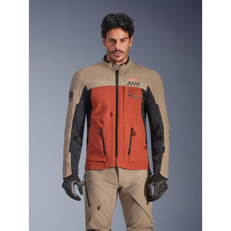 Alpinestars AMT-8 Stretch Drystar XF Motorradjacke braun-orange-schwarz