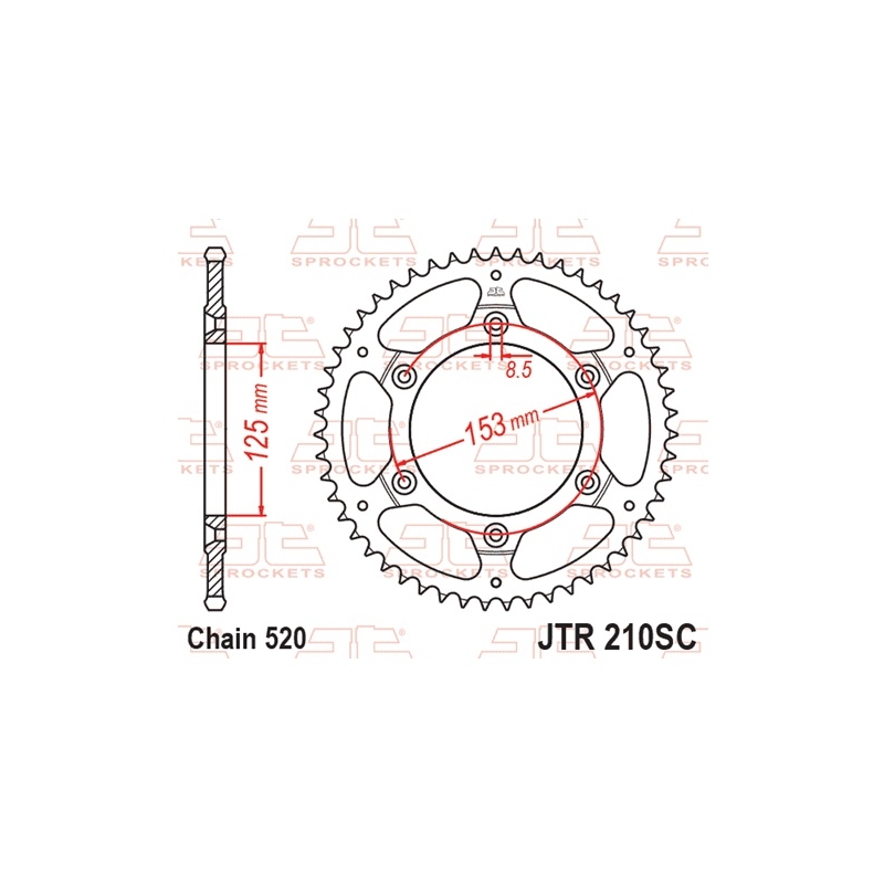 Ketten Rad JT 50T, 520 Self Cleaning Lightweight