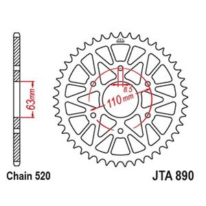 Aluminium-Ketten Rad JT JTA 890-44ORG 44T orange