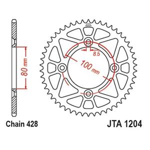 Aluminium-Ketten Rad JT JTA 1204-46BLK 46)T, nt((428 schwarz