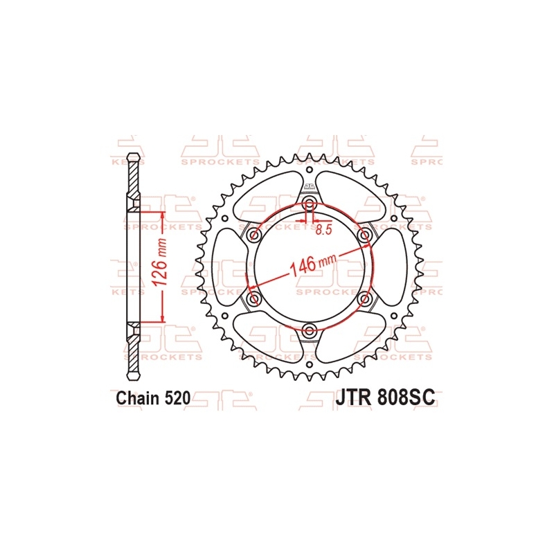 Ketten Rad JT 50T, 520 Self Cleaning Lightweight