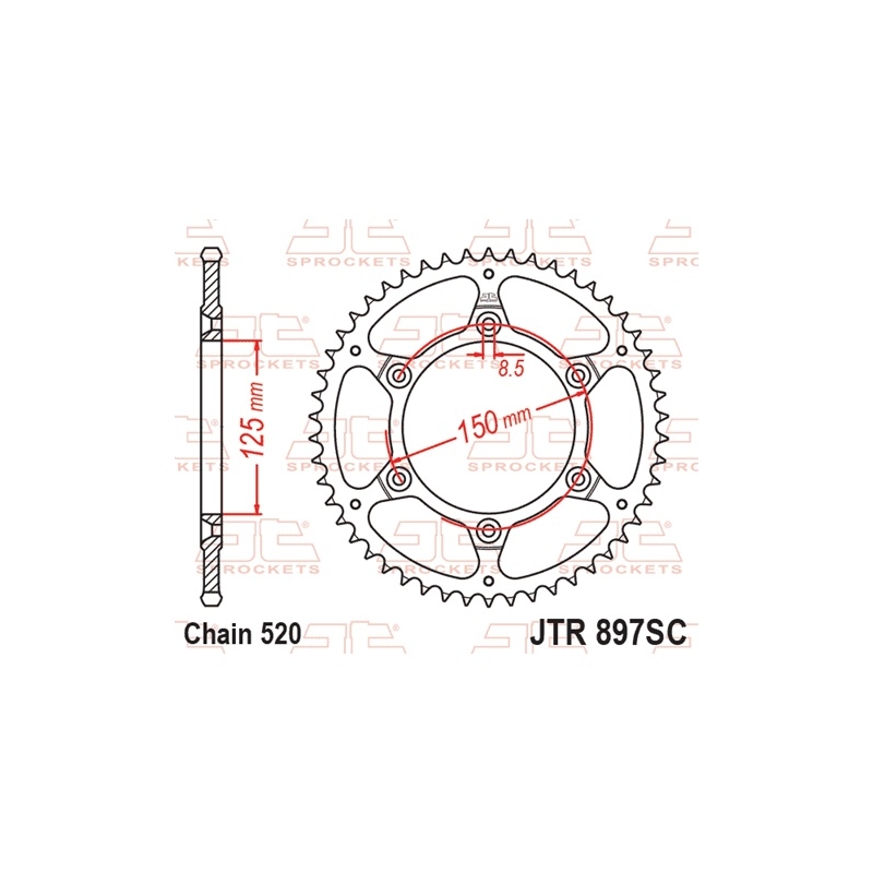 Ketten Rad JT 50T, 520 Self Cleaning Lightweight