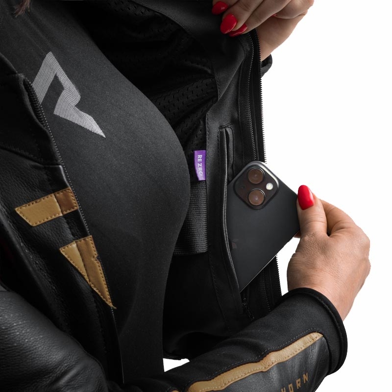 Rebelhorn Diva ST Leder-Motorradjacke für Damen, schwarz-gold