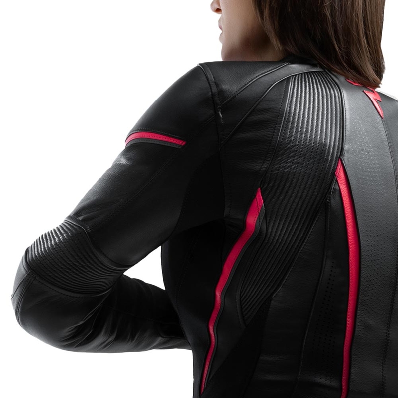 Rebelhorn Diva ST Leder-Motorradjacke für Damen, schwarz-pink