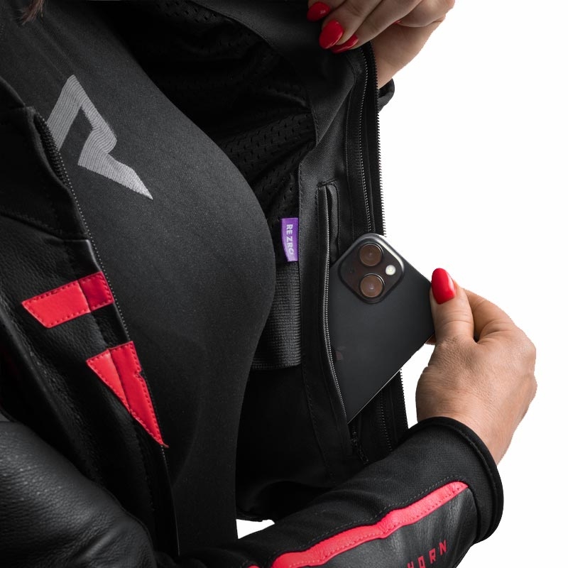 Rebelhorn Diva ST Leder-Motorradjacke für Damen, schwarz-pink