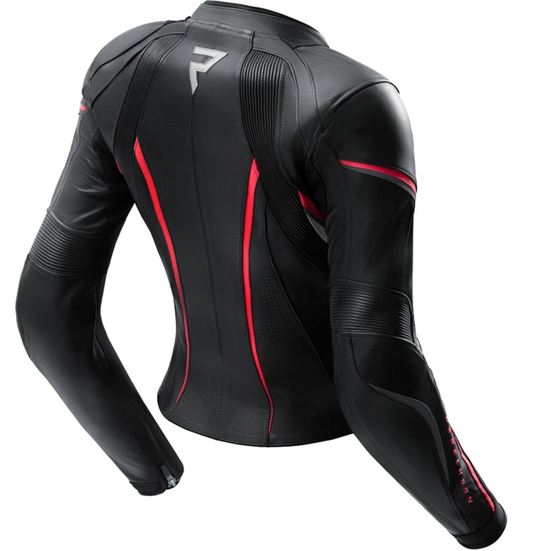 Rebelhorn Diva ST Leder-Motorradjacke für Damen, schwarz-rot-weiß