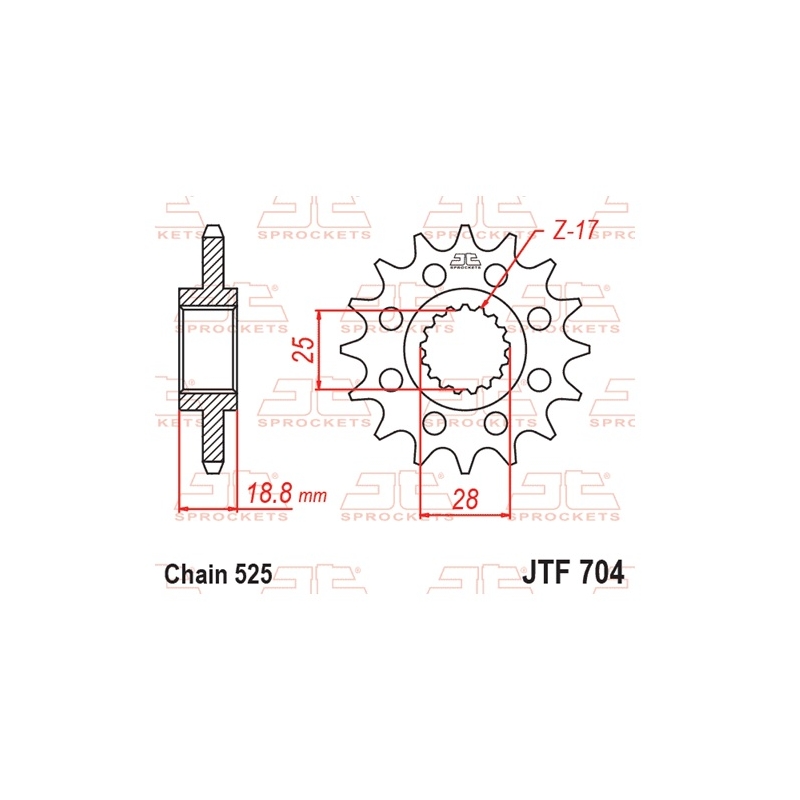 Ritzel JT 16T, 525 rubber cushioned