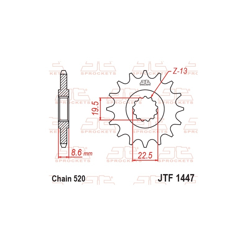 Ritzel JT 14T, 520 rubber cushioned