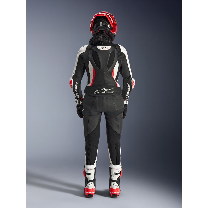 Alpinestars Stella GP-R7 Damen-Motorradkombi aus Leder, zweiteilig, schwarz-weiß-fluoreszierend rot