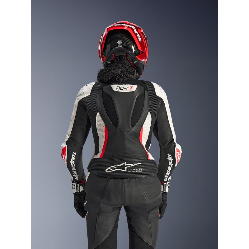 Alpinestars Stella GP-R7 Damen-Motorradkombi aus Leder, zweiteilig, schwarz-weiß-fluoreszierend rot