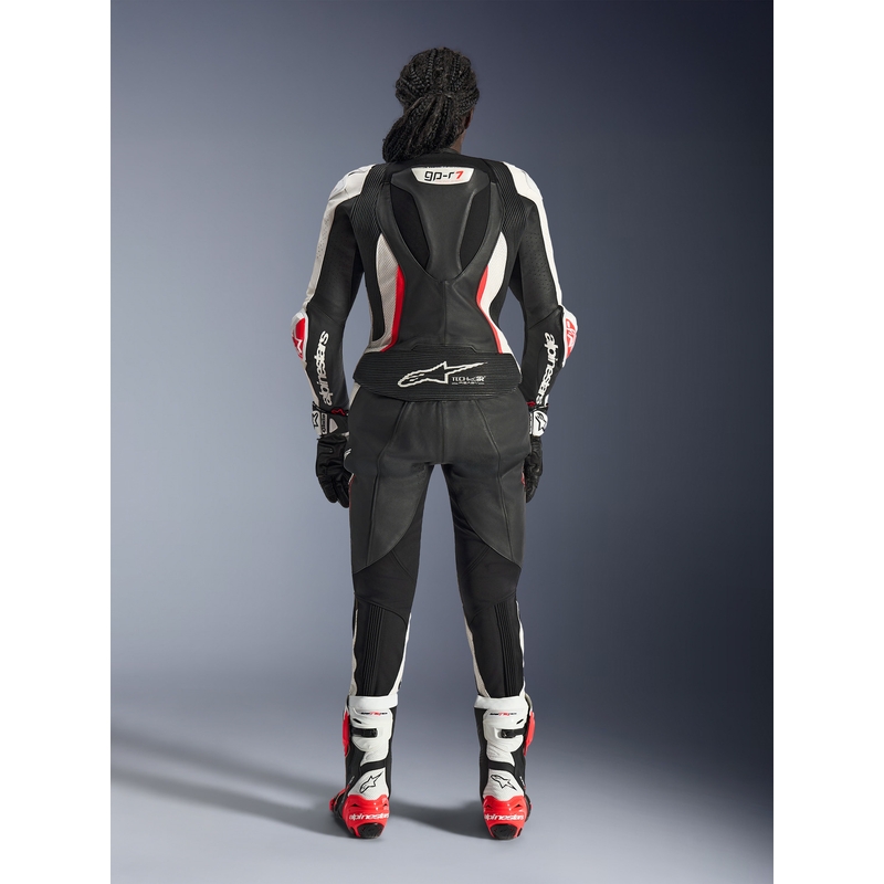 Alpinestars Stella GP-R7 Damen-Motorradkombi aus Leder, zweiteilig, schwarz-weiß-fluoreszierend rot
