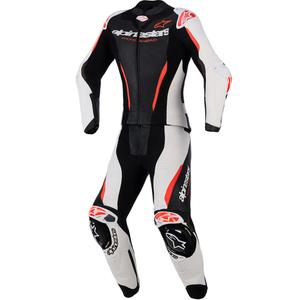 Alpinestars Stella GP-R7 Damen-Motorradkombi aus Leder, zweiteilig, schwarz-weiß-fluoreszierend rot