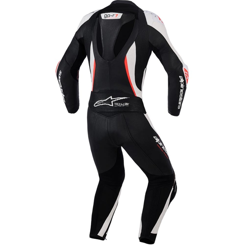 Alpinestars Stella GP-R7 Damen-Motorradkombi aus Leder, zweiteilig, schwarz-weiß-fluoreszierend rot