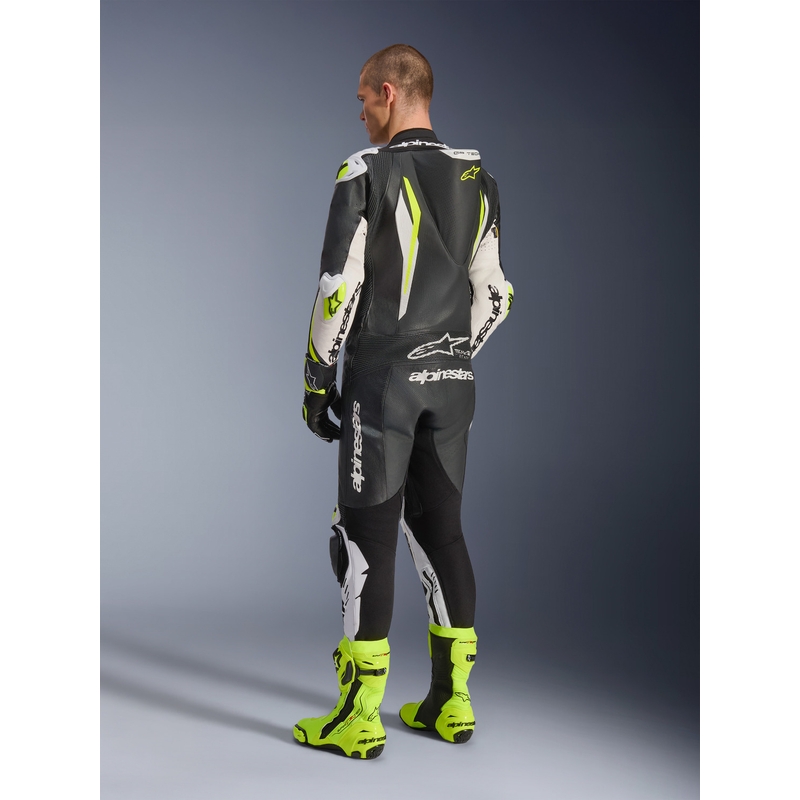 Alpinestars GP TECH V5 Einteiler-Motorradkombi aus Leder, schwarz-weiß-fluoreszierend gelb