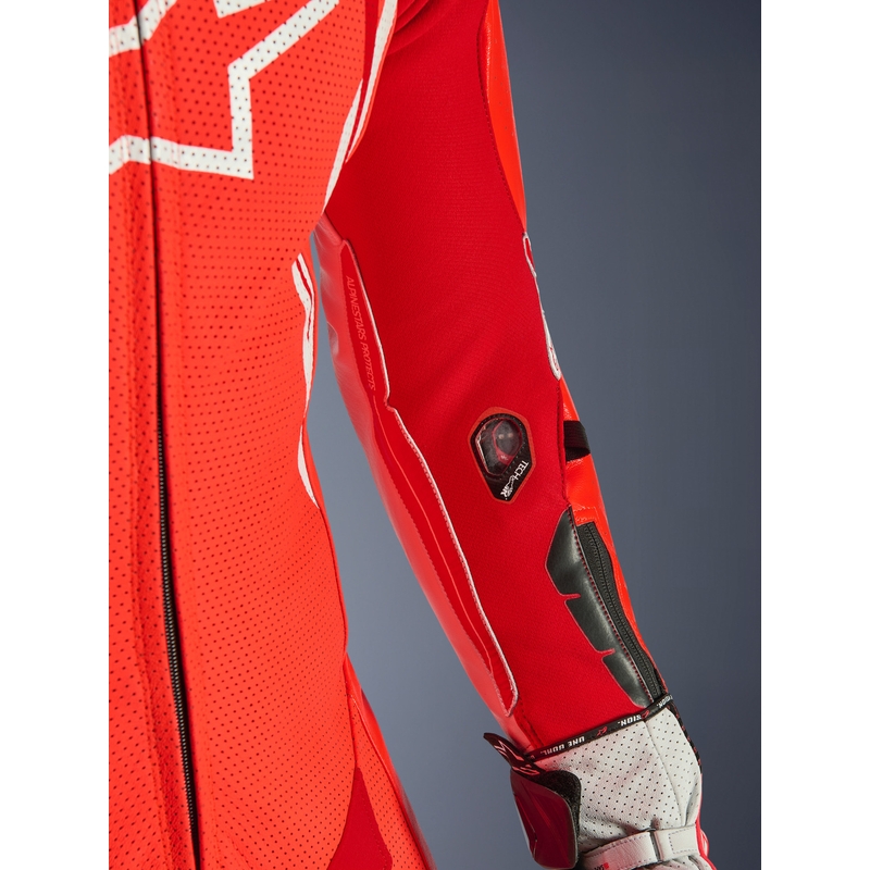 Alpinestars GP TECH V5 Einteiler Motorrad-Lederkombi, fluoreszierend rot-rot-weiß