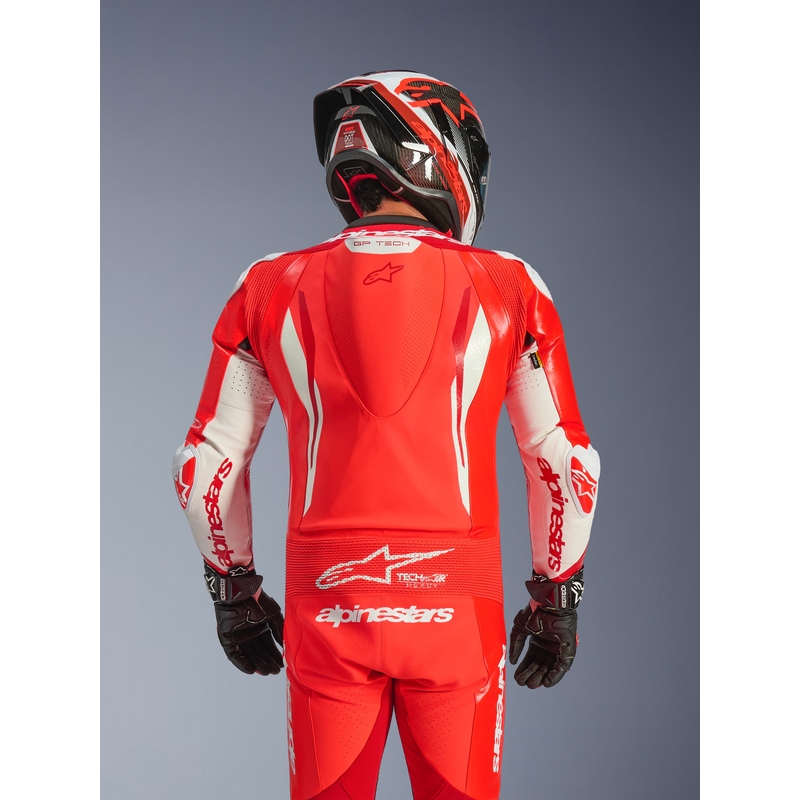 Alpinestars GP TECH V5 Einteiler Motorrad-Lederkombi, fluoreszierend rot-rot-weiß