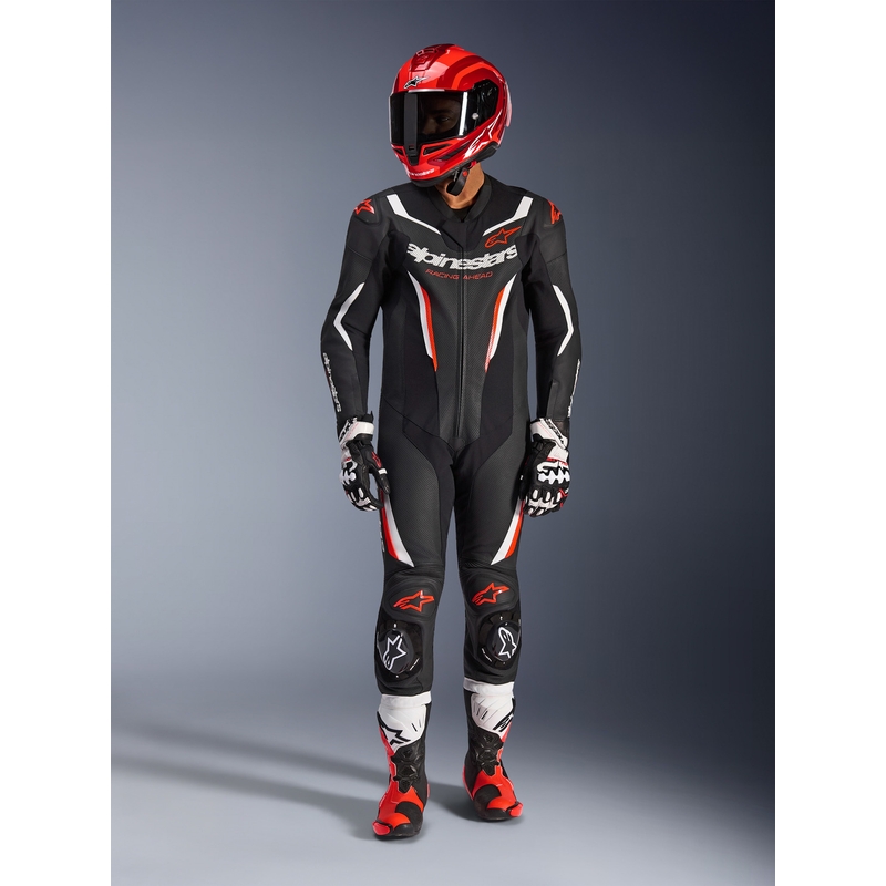Alpinestars GP FORCE V2 Einteiler-Motorradanzug schwarz-weiß-fluoreszierend rot