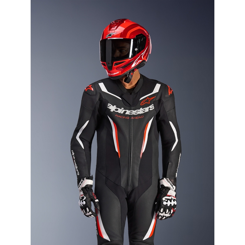 Alpinestars GP FORCE V2 Einteiler-Motorradanzug schwarz-weiß-fluoreszierend rot