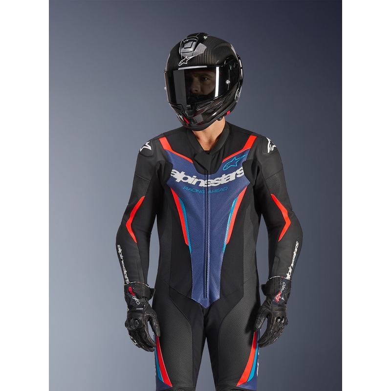 Alpinestars GP FORCE V2 Einteiler-Motorradanzug schwarz-blau-fluoreszierend rot