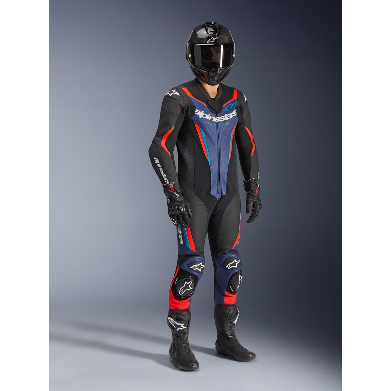 Alpinestars GP FORCE V2 Einteiler-Motorradanzug schwarz-blau-fluoreszierend rot