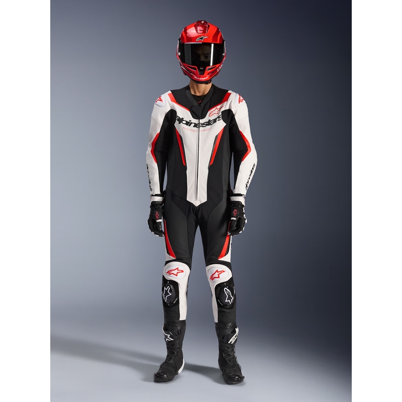 Alpinestars GP FORCE V2 Einteiler-Motorradanzug weiß-schwarz-fluoreszierend rot