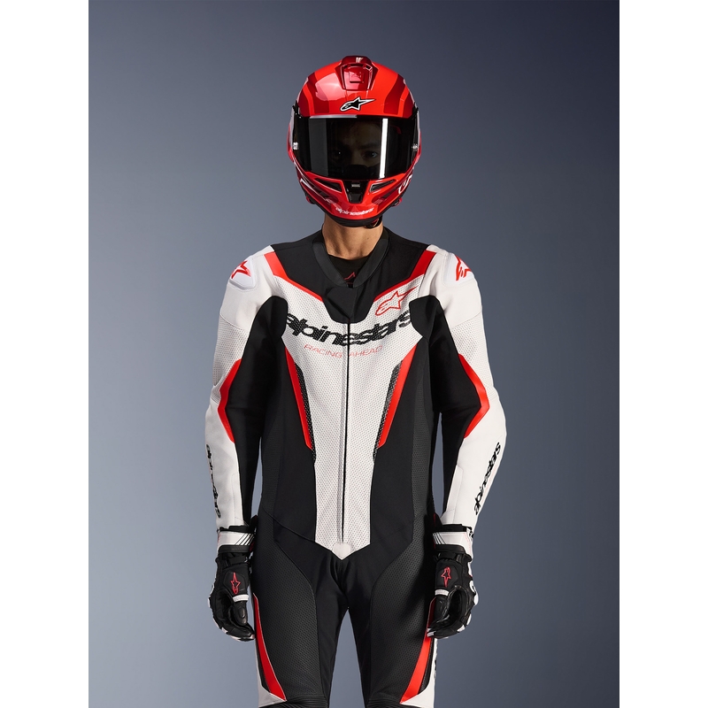 Alpinestars GP FORCE V2 Einteiler-Motorradanzug weiß-schwarz-fluoreszierend rot