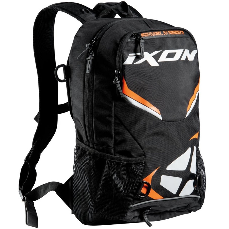 Motorradrucksack IXON R-Tension 23 schwarz-weiß-orange