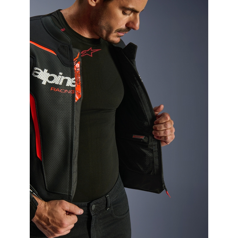 Alpinestars GP Force V2 Airflow Motorradjacke aus Leder, schwarz-fluoreszierend rot-weiß