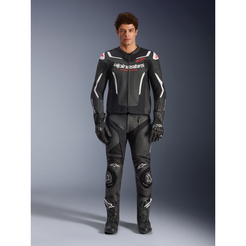 Alpinestars GP Force V2 Airflow Motorradjacke aus Leder, schwarz-weiß