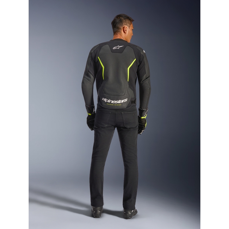 Alpinestars GP Force V2 Airflow Motorradjacke aus Leder, schwarz-fluoreszierend gelb