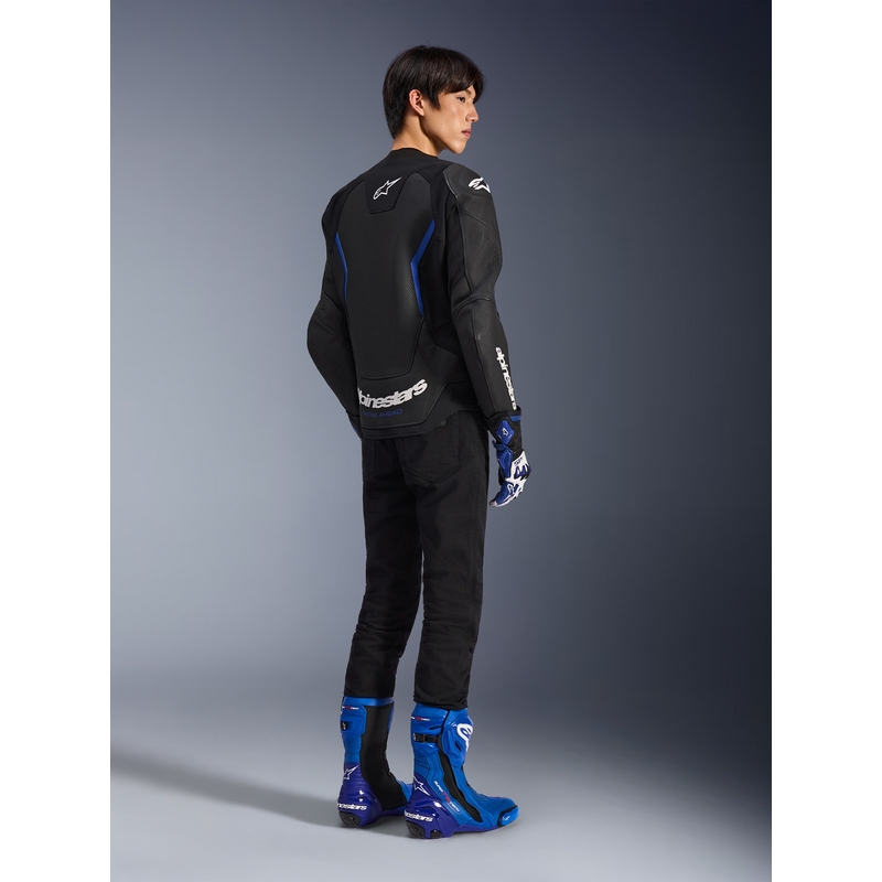 Alpinestars GP Force V2 Airflow Motorradjacke aus Leder, schwarz-metallic blau