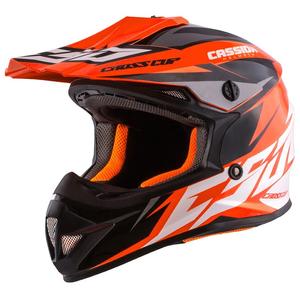 Kinder Motocross Helm Cassida Cross Cup Two schwarz-weiß-fluor orange