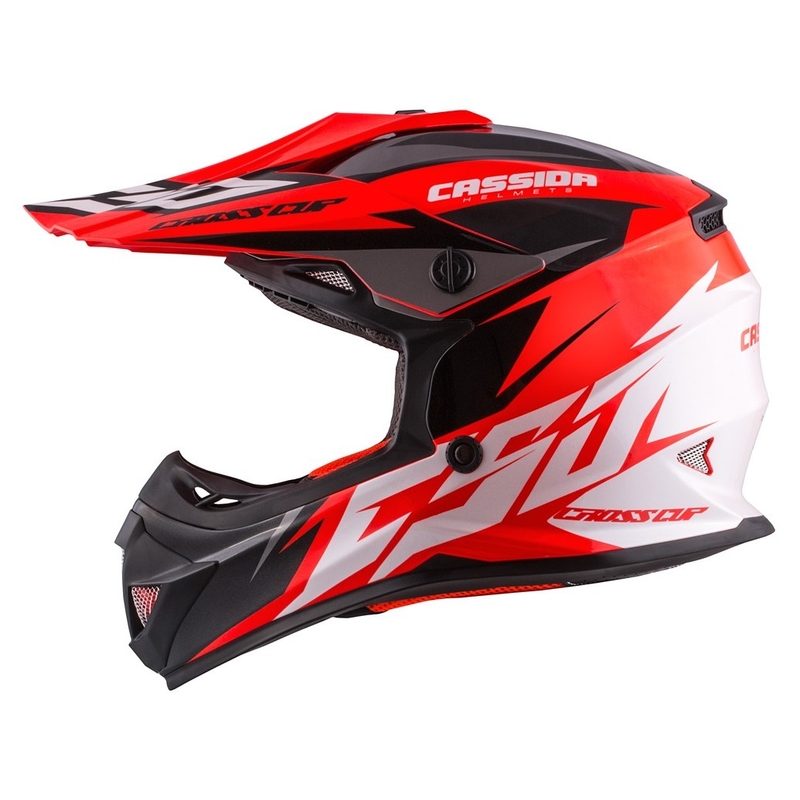 Kinder Motocross Helm Cassida Cross Cup Two schwarz-weiß-fluor orange