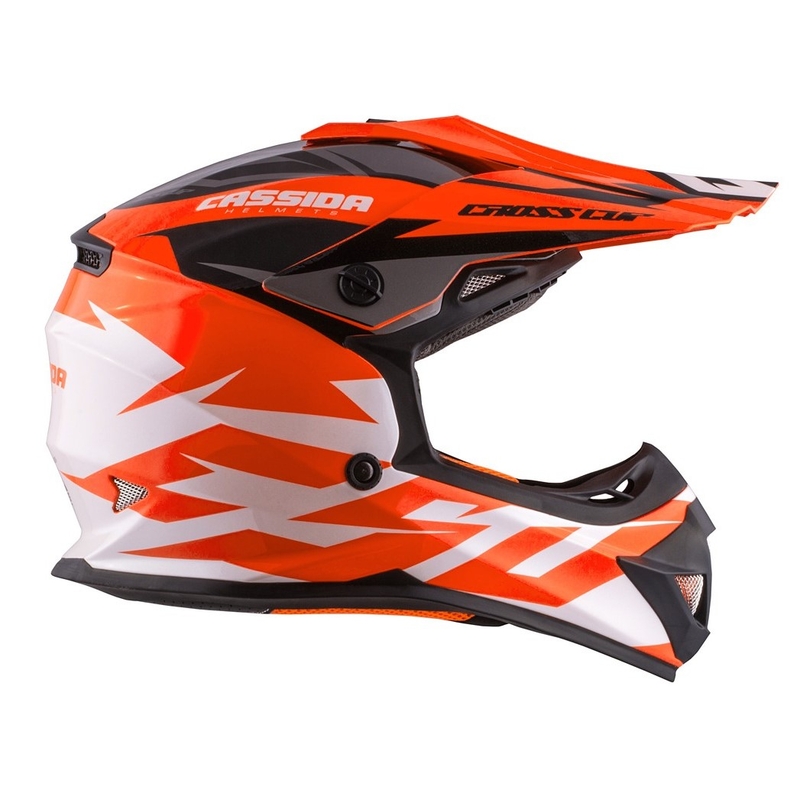 Kinder Motocross Helm Cassida Cross Cup Two schwarz-weiß-fluor orange