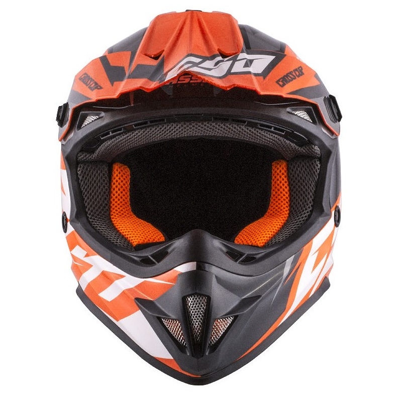 Kinder Motocross Helm Cassida Cross Cup Two schwarz-weiß-fluor orange