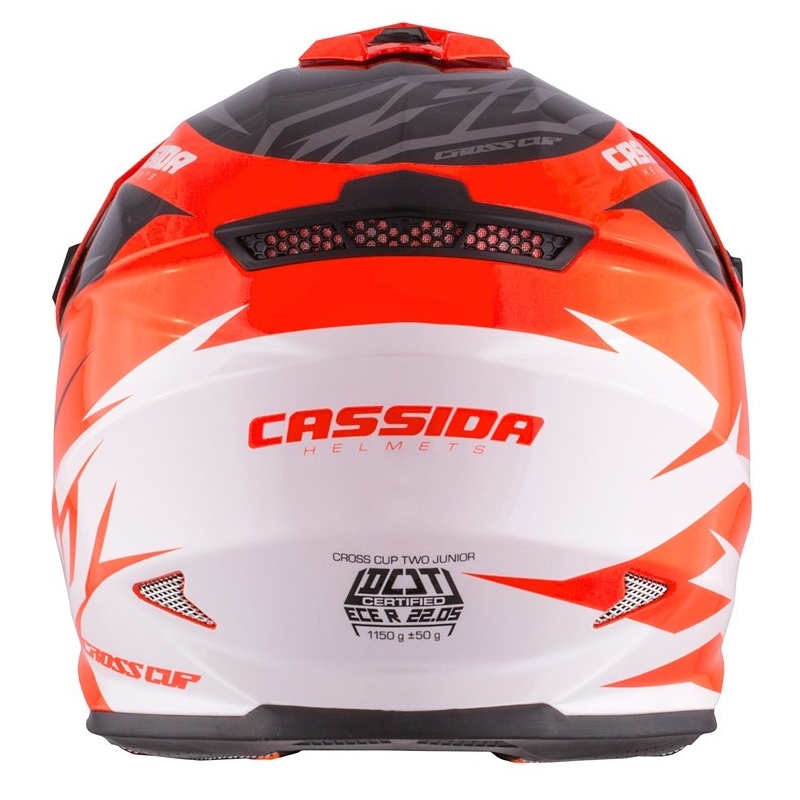 Kinder Motocross Helm Cassida Cross Cup Two schwarz-weiß-fluor orange