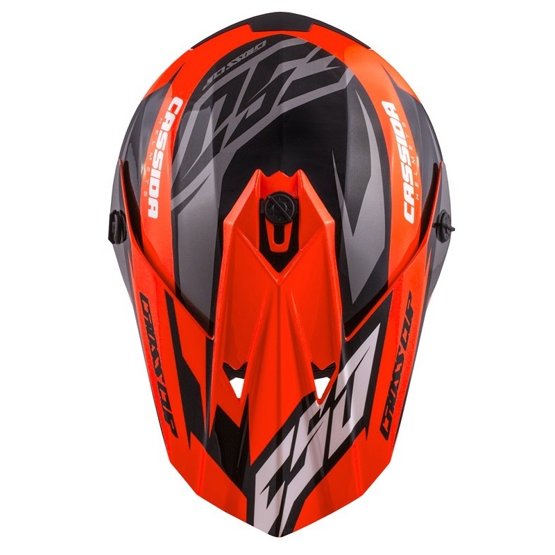 Kinder Motocross Helm Cassida Cross Cup Two schwarz-weiß-fluor orange