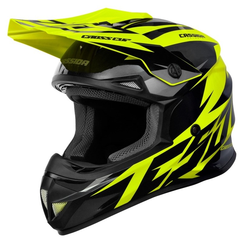 Kinder Motocross Helm Cassida Cross Cup Two schwarz-grau-fluo gelb