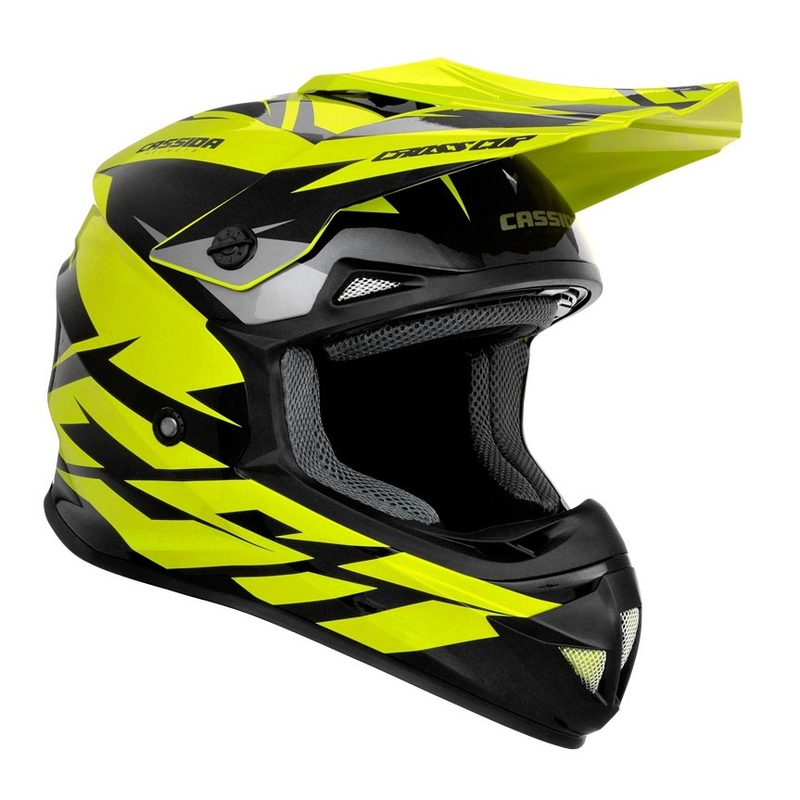 Kinder Motocross Helm Cassida Cross Cup Two schwarz-grau-fluo gelb