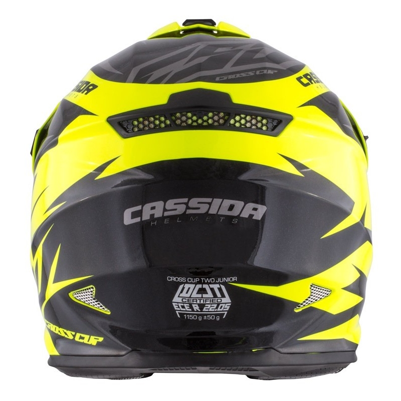 Kinder Motocross Helm Cassida Cross Cup Two schwarz-grau-fluo gelb