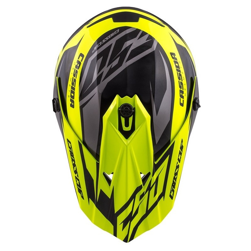 Kinder Motocross Helm Cassida Cross Cup Two schwarz-grau-fluo gelb