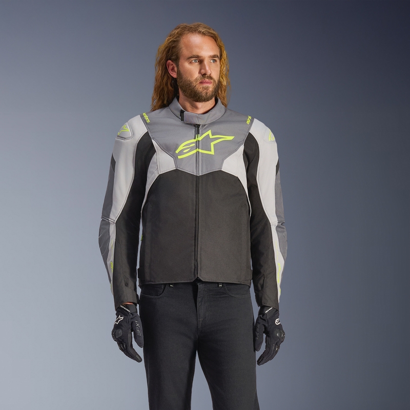Alpinestars T-JAWS V4 Wasserdichte Motorradjacke Schwarz-Hellgrau-Grau