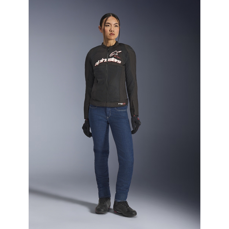 Alpinestars Stella SMX Air Damen-Motorradjacke schwarz-weiß-fluoreszierend rot