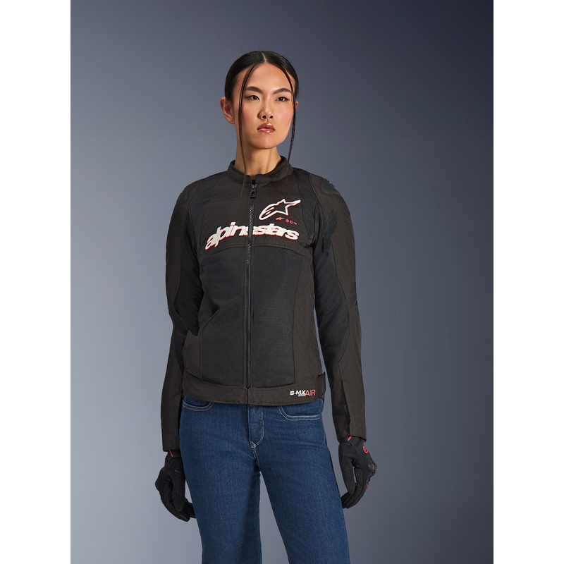 Alpinestars Stella SMX Air Damen-Motorradjacke schwarz-weiß-fluoreszierend rot