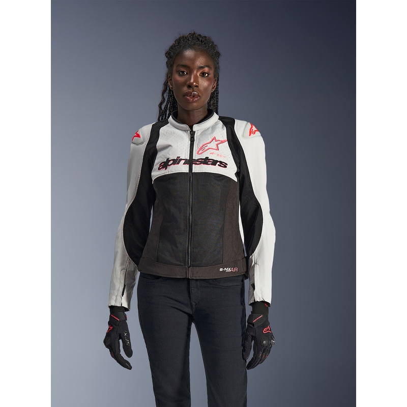 Alpinestars Stella SMX Air Damen-Motorradjacke hellgrau-schwarz-rosa