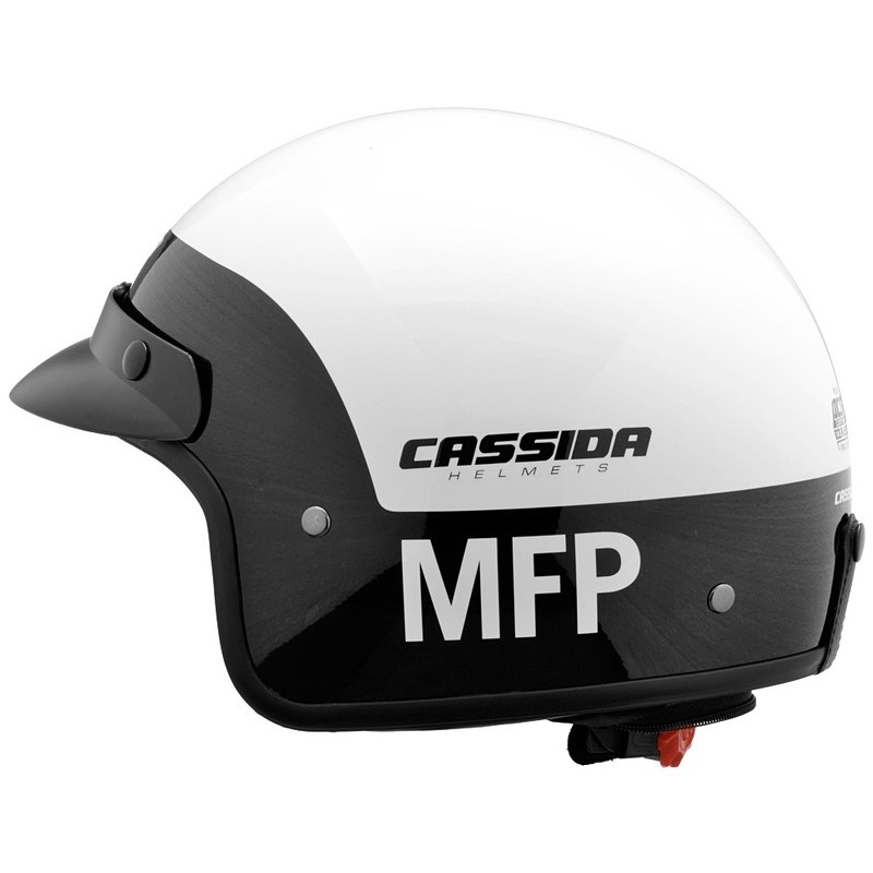 Offener Motorradhelm Cassida Police MFP schwarz und weiß