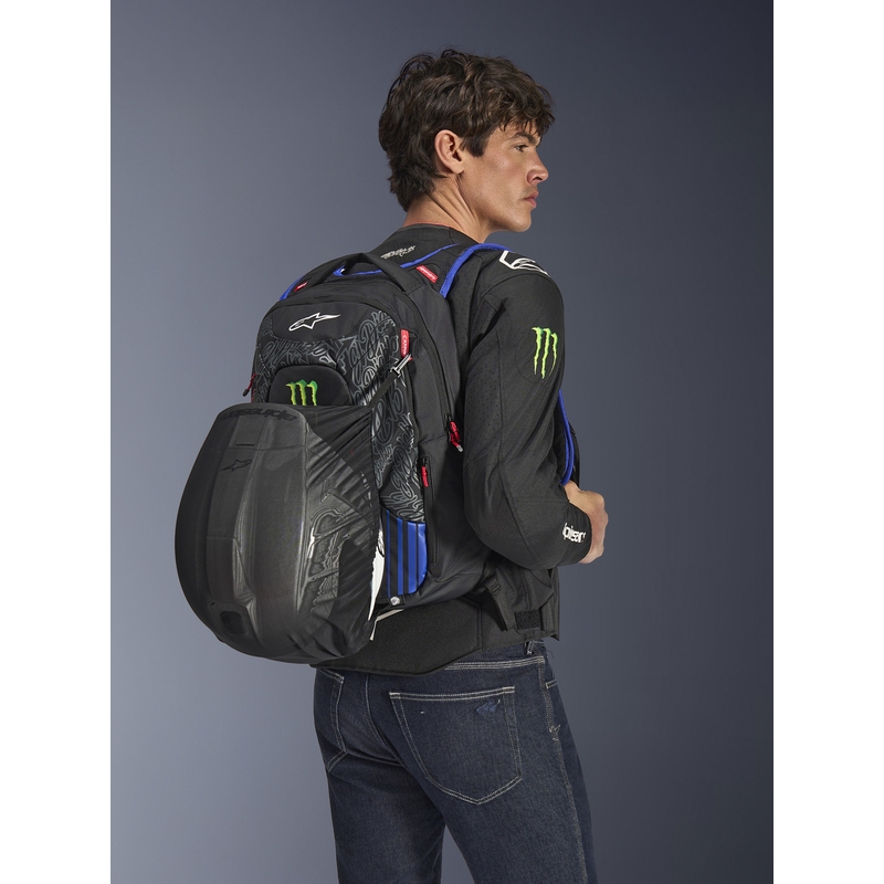 Alpinestars City Hunter V2 FQ20 Monster Collection Rucksack Schwarz-Fluorot-Blau-Grün 22 L
