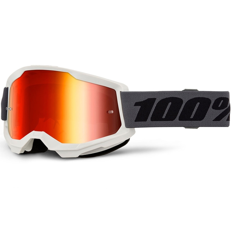 Motocross-Brille 100% STRATA 2 NEU grau mit rotem Plexiglas