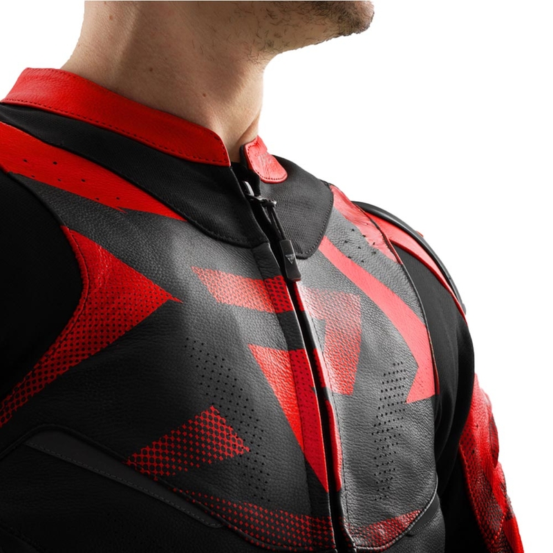Rebelhorn Inferno Leder-Motorradjacke, schwarz-fluoreszierend rot