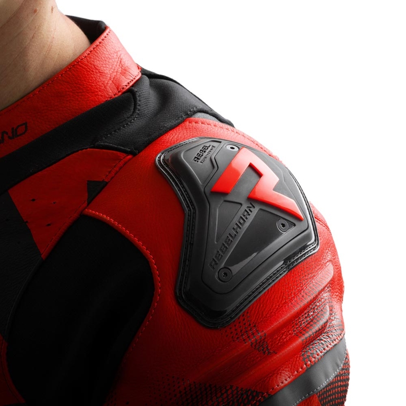 Rebelhorn Inferno Leder-Motorradjacke, schwarz-fluoreszierend rot
